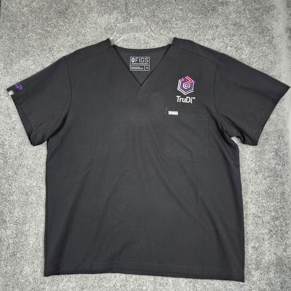 Figs Technical Collection Men's XL Black Scrub Top Style FM1500 TruDi Acclarent